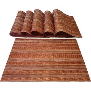 Placemats Set of 6 for Dining Table Non-Slip Washable Woven Vinyl in Copper NWOT